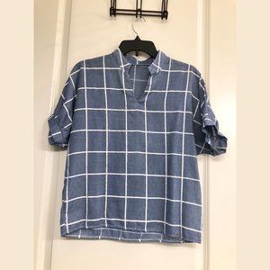 SHEIN Cuff Sleeve Grid Top